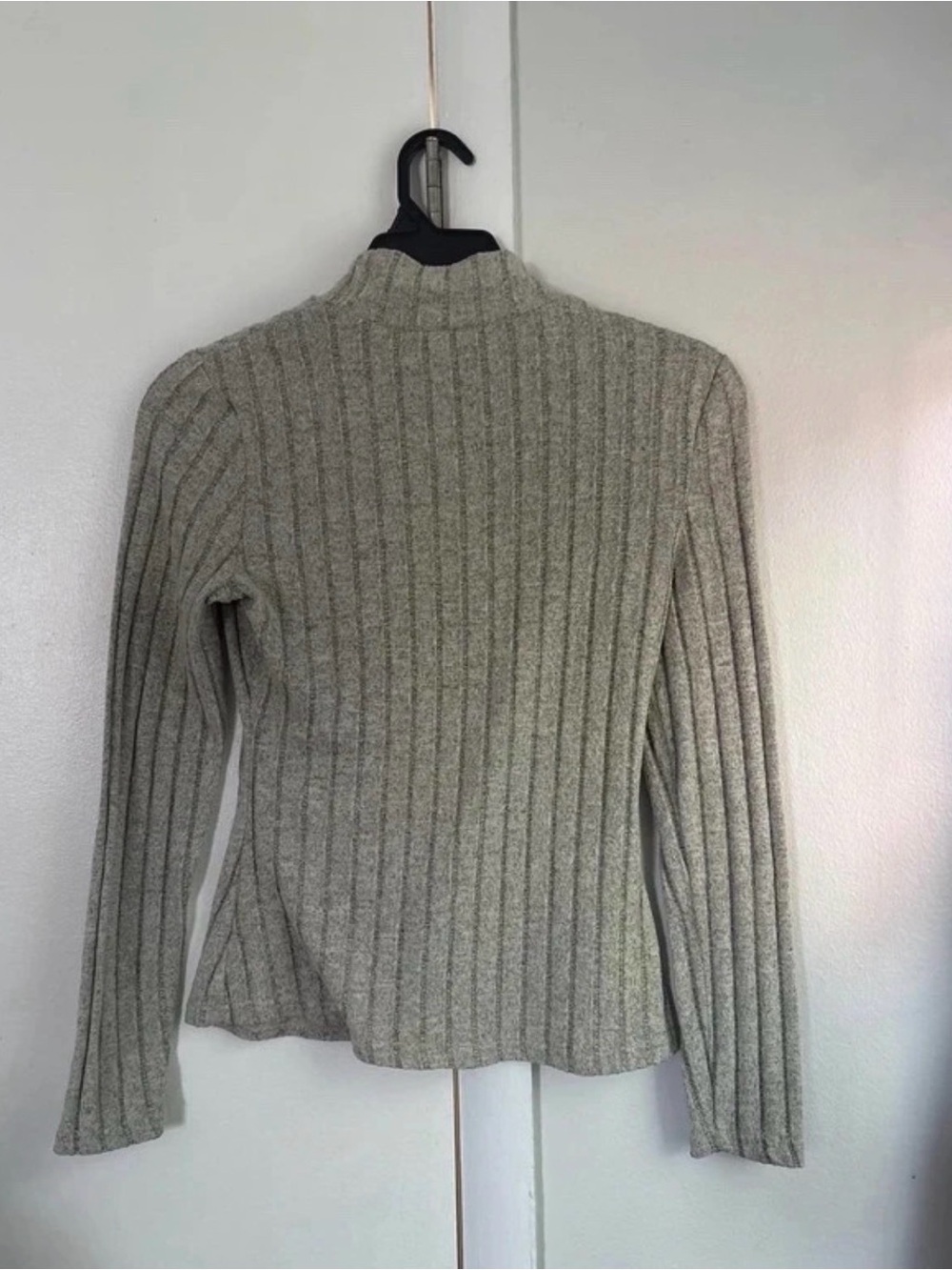 Ribbed Mock Neck Sweater - Gray